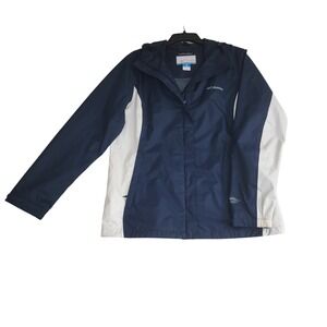 Columbia Arcadia Omni-Tech Rain Jacket Womens XL Navy Blue White Packable